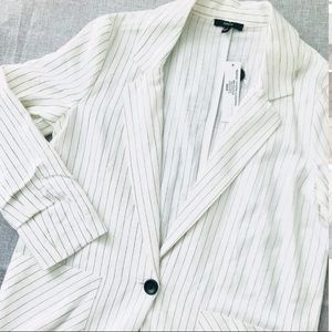 Anthropologie- DREW white linen striped blazer NWT
